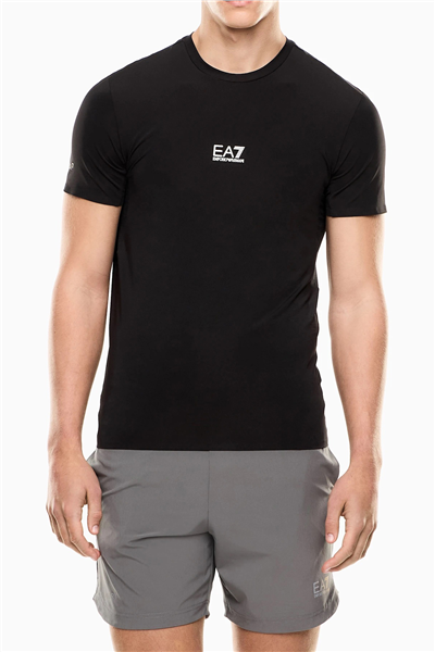 EA7 Erkek Bisiklet Yaka T-Shirt Siyah