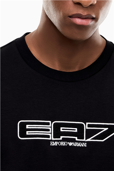 EA7 Erkek Bisiklet Yaka T-Shirt Siyah