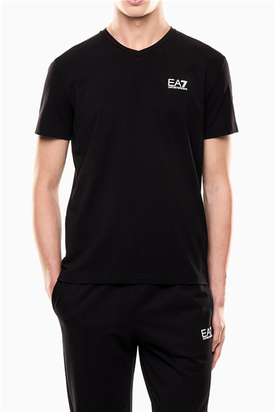 EA7 Erkek Bisiklet Yaka T-Shirt Siyah