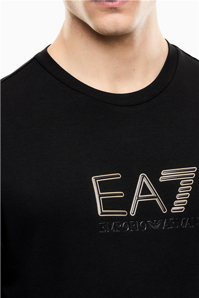EA7 Erkek Bisiklet Yaka T-Shirt Siyah