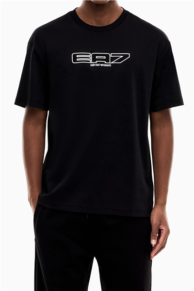 EA7 Erkek Bisiklet Yaka T-Shirt Siyah