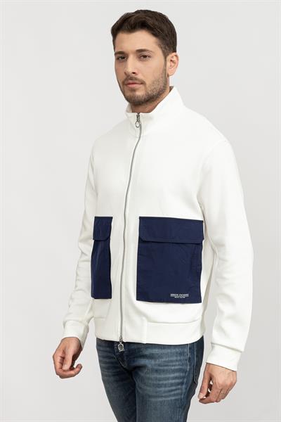 EA7 Erkek Fermuarlı Sweatshirt Beyaz