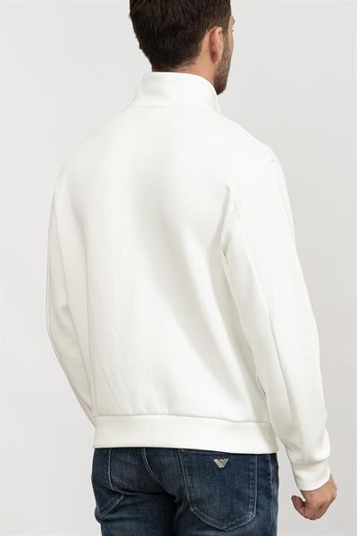 EA7 Erkek Fermuarlı Sweatshirt Beyaz