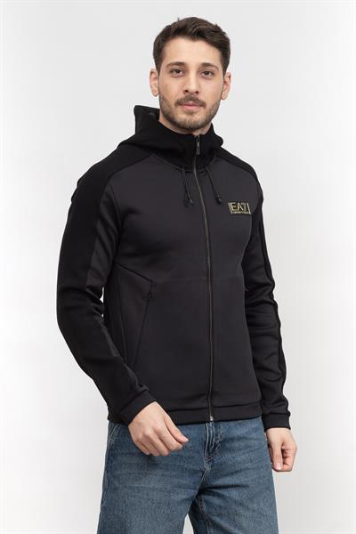 EA7 Erkek Fermuarlı Sweatshirt Siyah