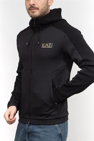EA7 Erkek Fermuarlı Sweatshirt Siyah