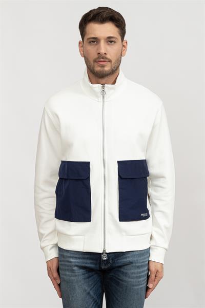 EA7 Erkek Fermuarlı Sweatshirt Beyaz