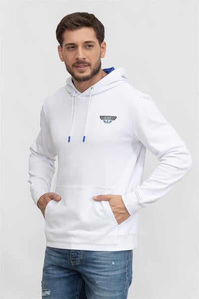 EA7 Erkek Kapüşonlu Sweatshirt Beyaz