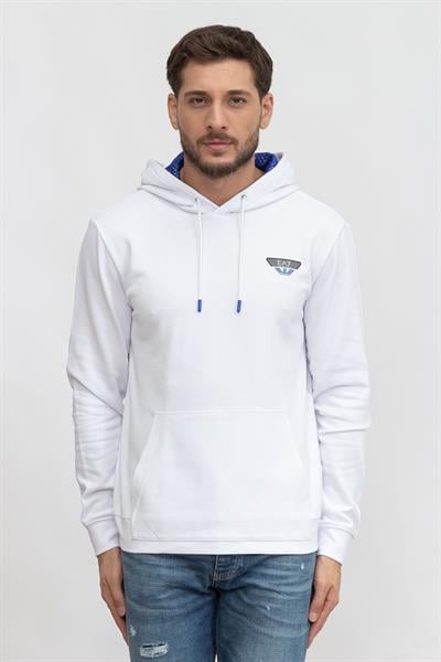 EA7 Erkek Kapüşonlu Sweatshirt Beyaz