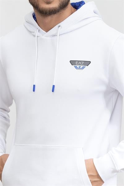 EA7 Erkek Kapüşonlu Sweatshirt Beyaz