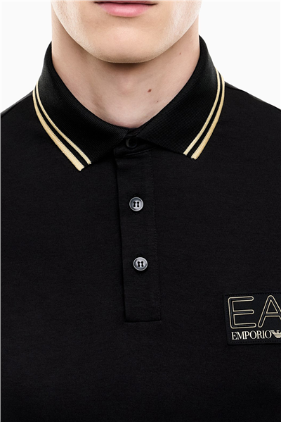 EA7 Erkek Polo Yaka T-Shirt Siyah