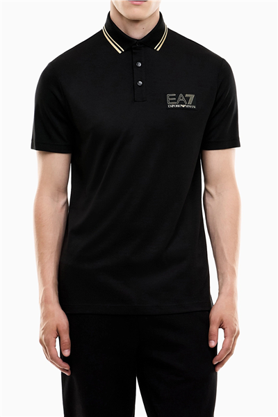 EA7 Erkek Polo Yaka T-Shirt Siyah
