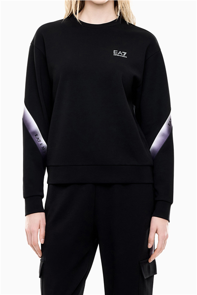 EA7 Kadın Bisiklet Yaka Sweatshirt Siyah