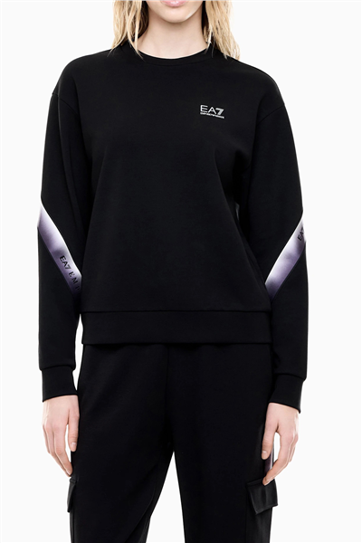 EA7 Kadın Bisiklet Yaka Sweatshirt Siyah