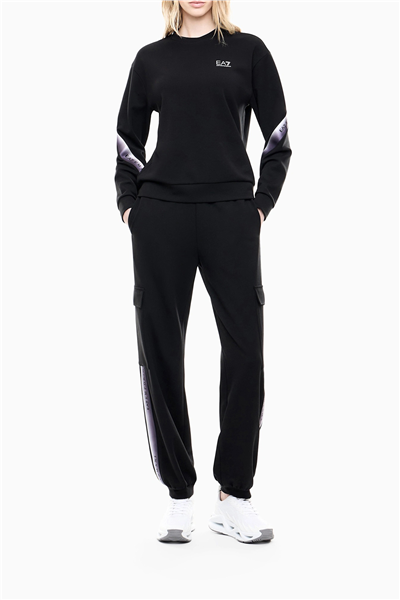 EA7 Kadın Bisiklet Yaka Sweatshirt Siyah