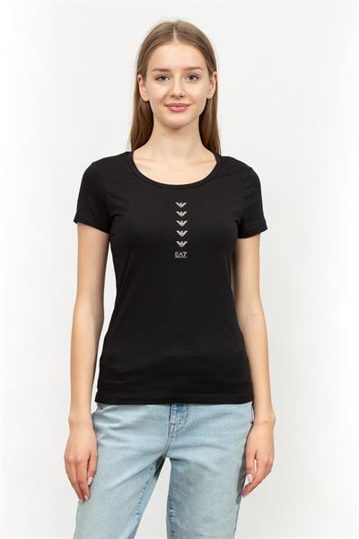 EA7 Kadın Bisiklet Yaka T-Shirt Siyah