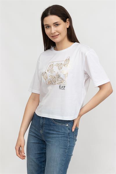 EA7 Kadın Bisiklet Yaka T-Shirt