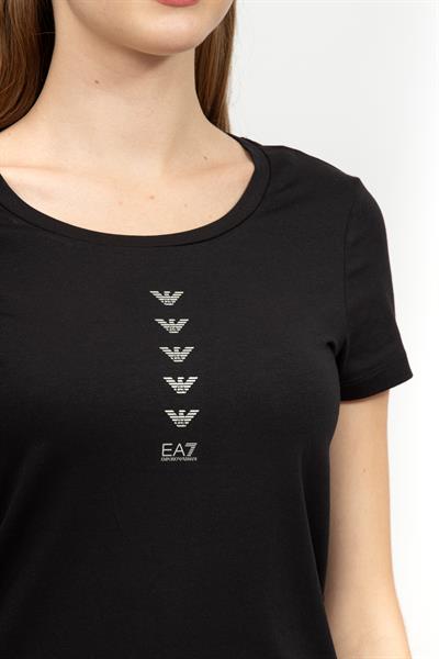 EA7 Kadın Bisiklet Yaka T-Shirt Siyah