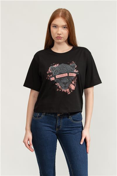 EA7 Kadın Bisiklet Yaka T-Shirt