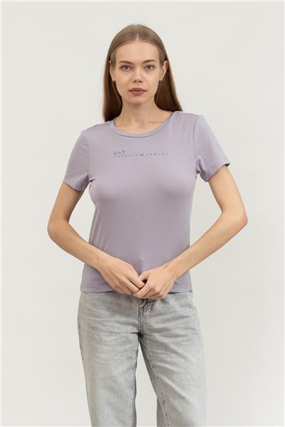 EA7 Kadın Bisiklet Yaka T-Shirt