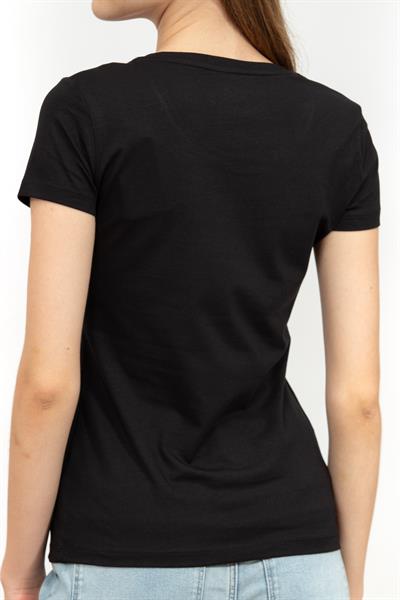 EA7 Kadın Bisiklet Yaka T-Shirt Siyah