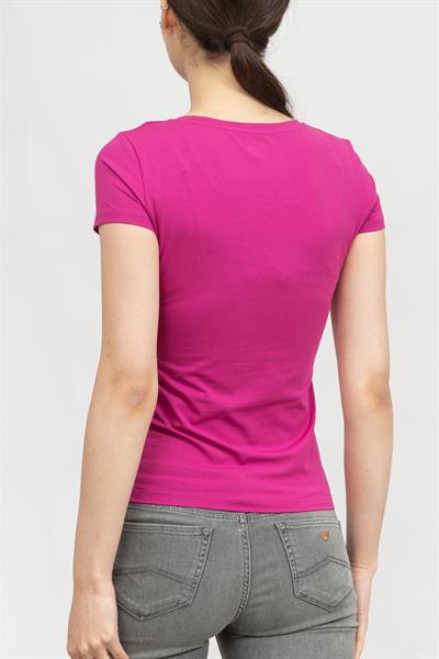 EA7 Kadın Bisiklet Yaka T-Shirt Fuşya