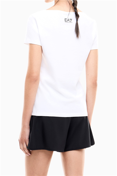 EA7 Kadın Bisiklet Yaka T-Shirt Beyaz