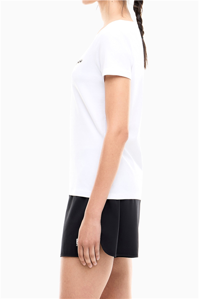 EA7 Kadın Bisiklet Yaka T-Shirt Beyaz