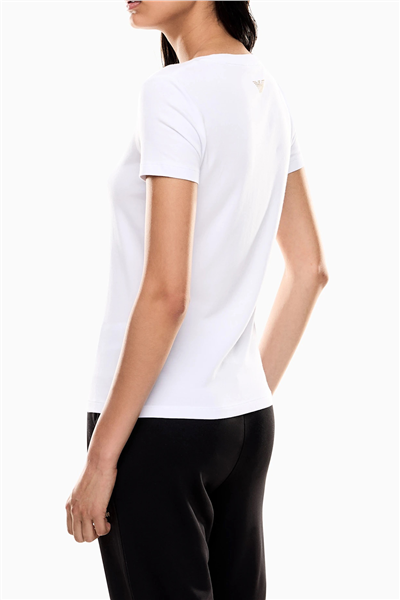 EA7 Kadın Bisiklet Yaka T-Shirt Beyaz