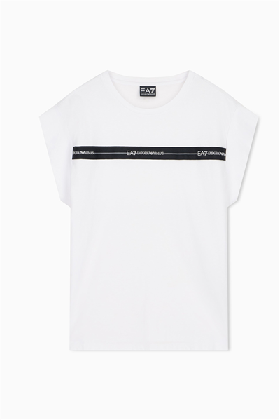 EA7 Kadın Bisiklet Yaka T-Shirt Beyaz