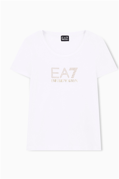 EA7 Kadın Bisiklet Yaka T-Shirt Beyaz