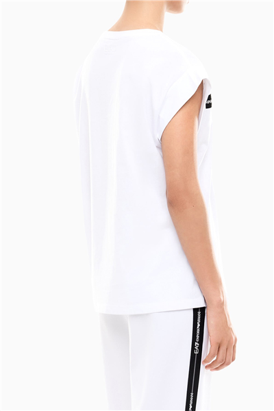EA7 Kadın Bisiklet Yaka T-Shirt Beyaz