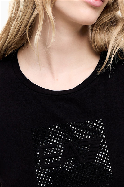EA7 Kadın Bisiklet Yaka T-Shirt Siyah