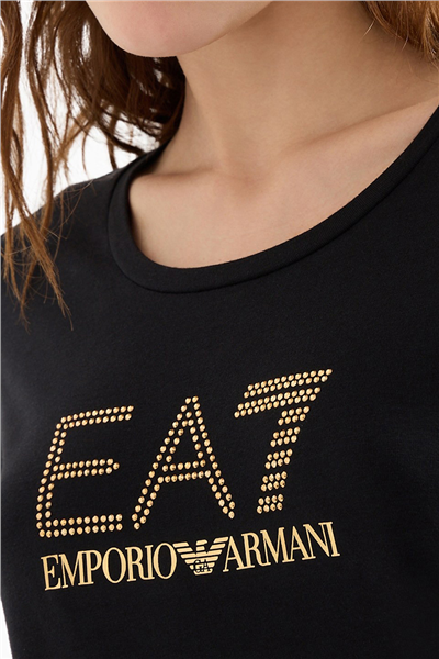 EA7 Kadın Bisiklet Yaka T-Shirt Siyah