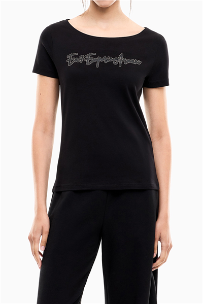 EA7 Kadın Bisiklet Yaka T-Shirt Siyah