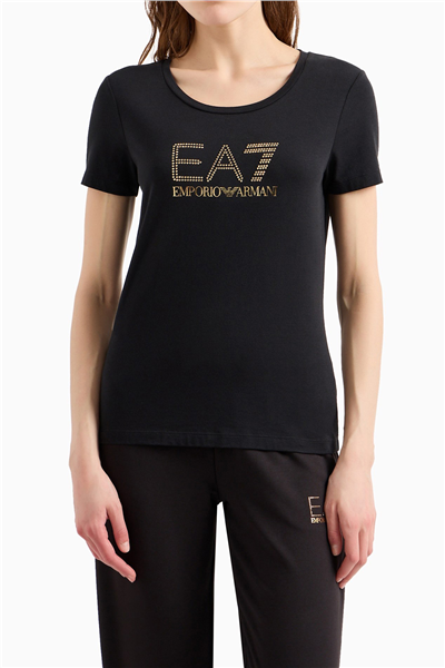 EA7 Kadın Bisiklet Yaka T-Shirt Siyah