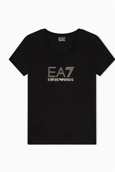EA7 Kadın Bisiklet Yaka T-Shirt Siyah