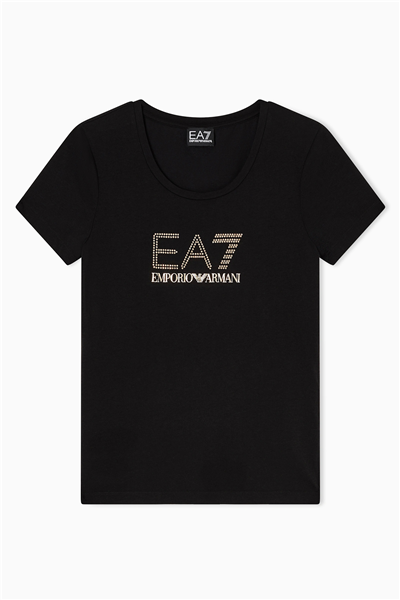 EA7 Kadın Bisiklet Yaka T-Shirt Siyah