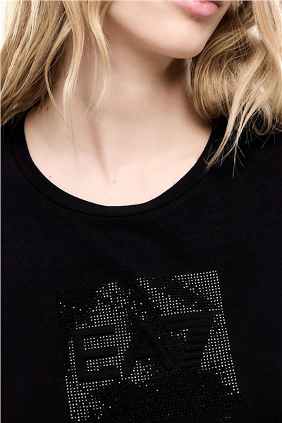 EA7 Kadın Bisiklet Yaka T-Shirt Siyah