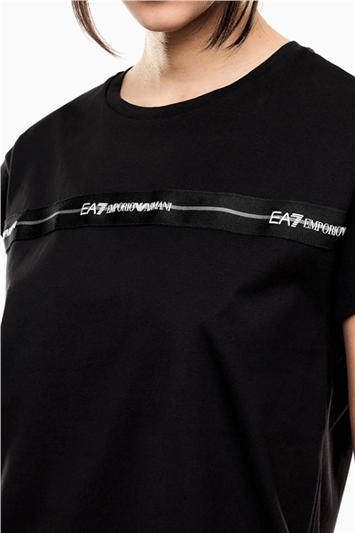 EA7 Kadın Bisiklet Yaka T-Shirt Siyah