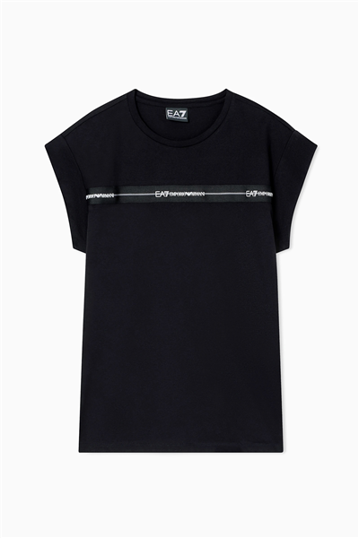 EA7 Kadın Bisiklet Yaka T-Shirt Siyah
