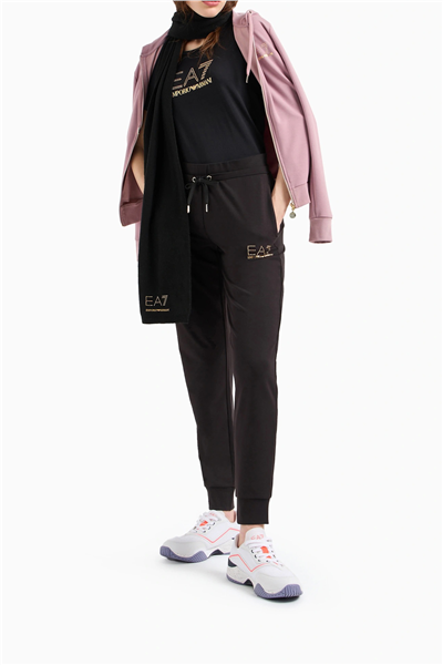 EA7 Kadın Bisiklet Yaka T-Shirt Siyah
