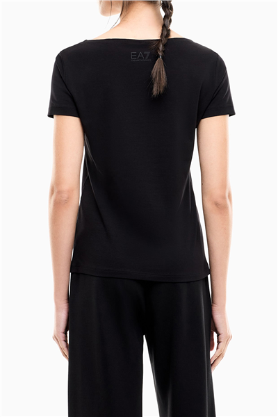 EA7 Kadın Bisiklet Yaka T-Shirt Siyah