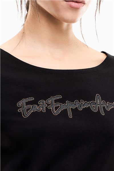 EA7 Kadın Bisiklet Yaka T-Shirt Siyah