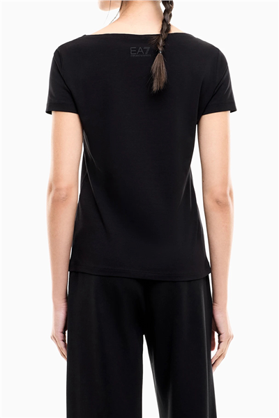 EA7 Kadın Bisiklet Yaka T-Shirt Siyah
