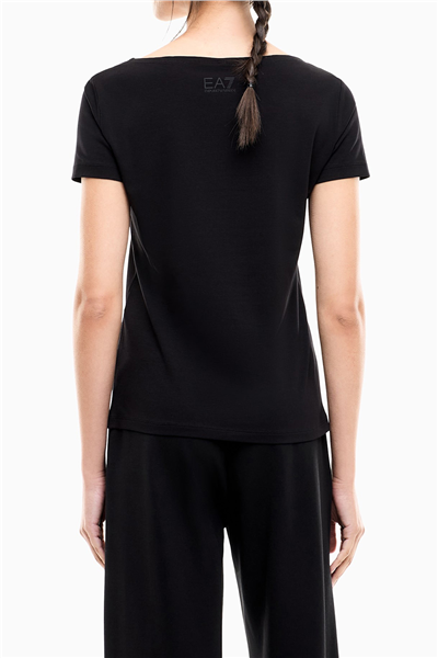 EA7 Kadın Bisiklet Yaka T-Shirt Siyah