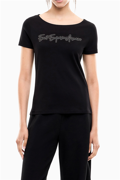 EA7 Kadın Bisiklet Yaka T-Shirt Siyah