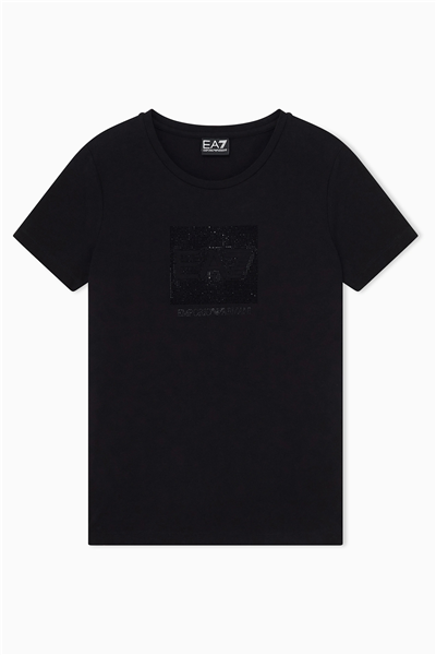 EA7 Kadın Bisiklet Yaka T-Shirt Siyah