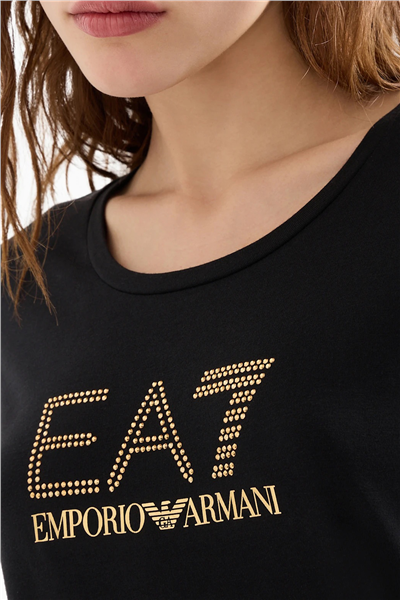 EA7 Kadın Bisiklet Yaka T-Shirt Siyah