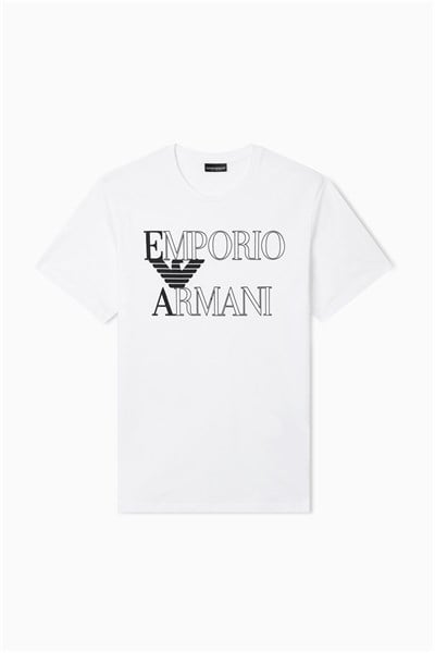 Emporio Armani Erkek Bisiklet Yaka T-Shirt Beyaz