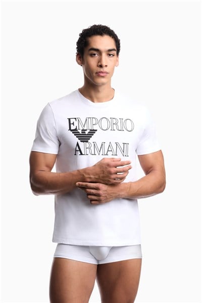 Emporio Armani Erkek Bisiklet Yaka T-Shirt Beyaz